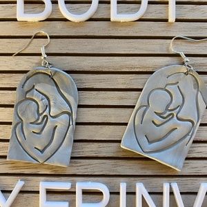Handmade Clay Earrings | Large Arch | Grey Motherhood Style| Hook Backs